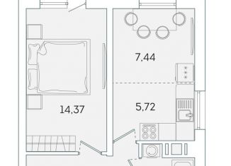 Продам 1-комнатную квартиру, 39.2 м2, Мурино, ЖК Лампо, улица Шувалова, 24Д