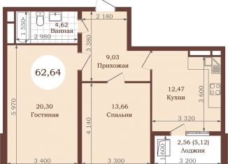 Продаю 2-комнатную квартиру, 62.6 м2, Махачкала, улица Али Алиева, 5, ЖК Каннские Львы