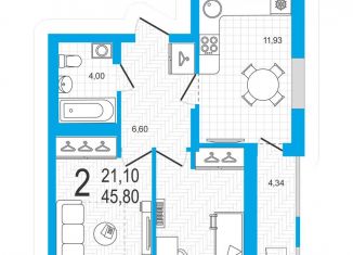 Продается 2-комнатная квартира, 45.8 м2, Уфа, Октябрьский район