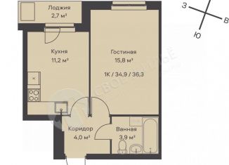 Продажа однокомнатной квартиры, 36.3 м2, Пермь, Индустриальный район