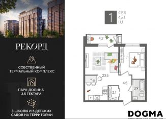 Продам однокомнатную квартиру, 49.3 м2, Краснодар, микрорайон Черемушки