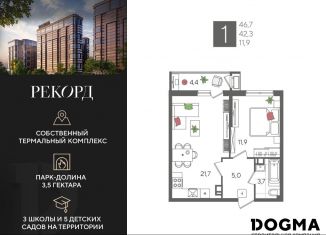 Однокомнатная квартира на продажу, 46.7 м2, Краснодар, Главная городская площадь, микрорайон Центральный