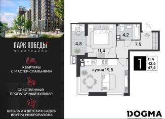 Продажа 1-ком. квартиры, 47.4 м2, Краснодар