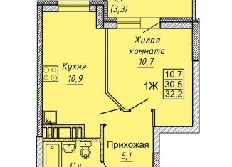 Продаю 1-комнатную квартиру, 31.8 м2, Новосибирск, улица Бородина, 54