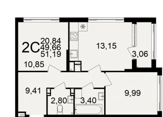 Продается 2-комнатная квартира, 51.2 м2, Тульская область