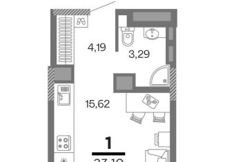 Продам 1-комнатную квартиру, 23.1 м2, Рязань