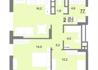 Продаю двухкомнатную квартиру, 60 м2, Екатеринбург, улица Шаумяна, 83, метро Площадь 1905 года