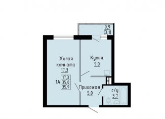 Продаю однокомнатную квартиру, 35.9 м2, Новосибирская область, улица Петухова, 162
