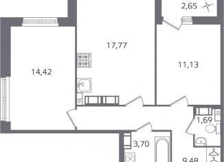 Продажа 2-комнатной квартиры, 59.5 м2, Санкт-Петербург, метро Площадь Мужества