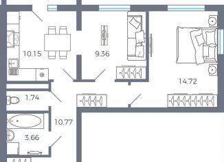 Продается 2-комнатная квартира, 52.3 м2, село Николаевка