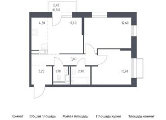 Продам двухкомнатную квартиру, 52.3 м2, посёлок Песочный