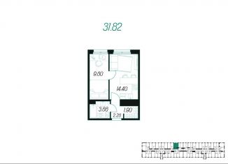 Однокомнатная квартира на продажу, 31.8 м2, Тульская область