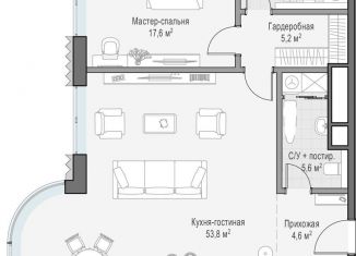 Однокомнатная квартира на продажу, 114.5 м2, Москва, район Якиманка
