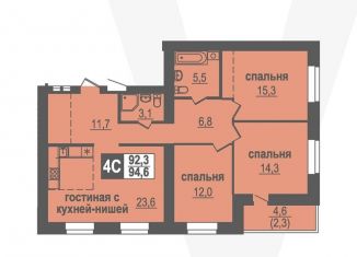 Продается 4-ком. квартира, 94.6 м2, Новосибирская область, Благовещенская улица, 3