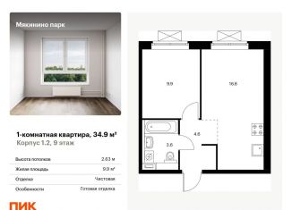 Продам однокомнатную квартиру, 34.9 м2, Москва, станция Павшино, квартал № 100, 1к1