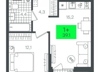 Продажа 1-комнатной квартиры, 39.1 м2, Тюмень