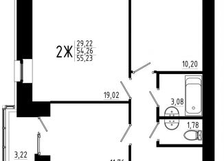 2-ком. квартира на продажу, 55.2 м2, Татарстан, жилой комплекс Притяжение, 2
