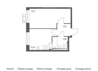 1-комнатная квартира на продажу, 34.3 м2, деревня Мисайлово, микрорайон Пригород Лесное, к11.2