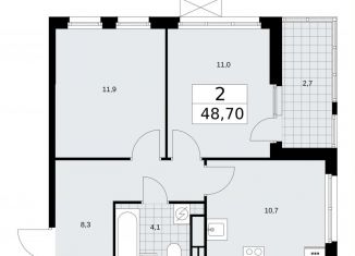 Двухкомнатная квартира на продажу, 48.7 м2, поселение Сосенское, жилой комплекс Бунинские Кварталы, к3.3