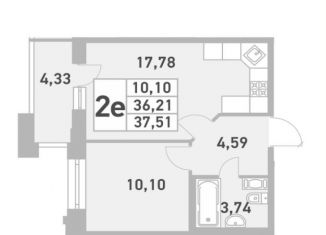 Продается 1-комнатная квартира, 37.5 м2, Санкт-Петербург, улица Александра Матросова, 8к1, муниципальный округ Сампсониевское
