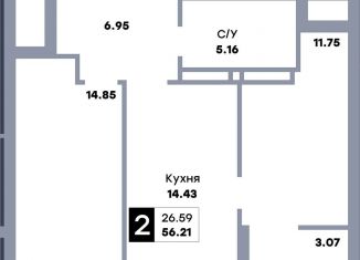 2-комнатная квартира на продажу, 40.6 м2, Самара, Кировский район