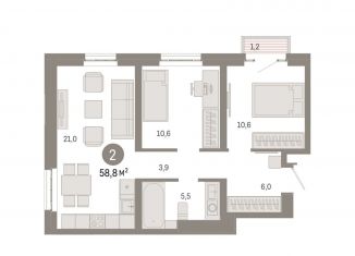 Продам двухкомнатную квартиру, 58.8 м2, Москва, ВАО