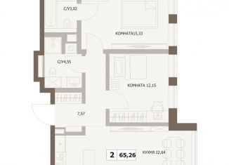 Двухкомнатная квартира на продажу, 65.3 м2, Москва, метро Ленинский проспект, 5-й Донской проезд, вл21к6