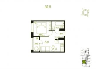 Однокомнатная квартира на продажу, 36.2 м2, Тульская область