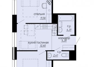 2-комнатная квартира на продажу, 46.2 м2, Санкт-Петербург, метро Площадь Мужества