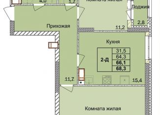 Продам 2-комнатную квартиру, 66.1 м2, Нижегородская область, 1-я Оранжерейная улица, 24А