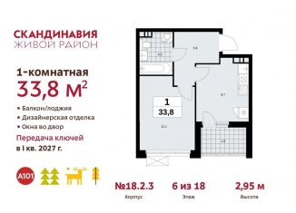 Продаю однокомнатную квартиру, 33.8 м2, Москва