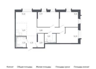 Трехкомнатная квартира на продажу, 71 м2, Приморский край