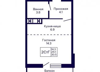 Продам квартиру студию, 30.5 м2, Новосибирск, улица Бородина, 54