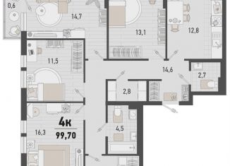 Продается 4-комнатная квартира, 99.7 м2, Новороссийск