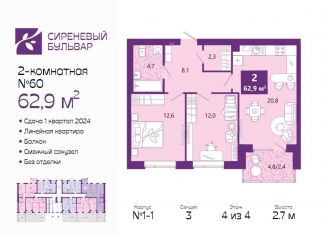 Продажа 2-комнатной квартиры, 63.6 м2, Калининградская область