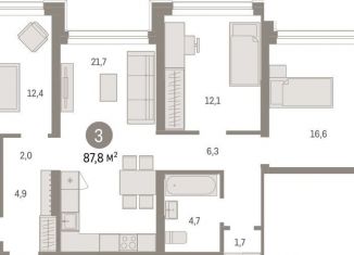 3-комнатная квартира на продажу, 87.8 м2, Новосибирская область