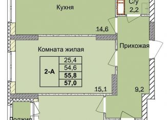 Продается 2-комнатная квартира, 55.8 м2, Нижний Новгород, Советский район, 1-я Оранжерейная улица, 24А