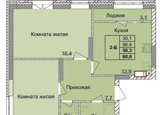 2-комнатная квартира на продажу, 58.3 м2, Нижний Новгород, 1-я Оранжерейная улица, 24А