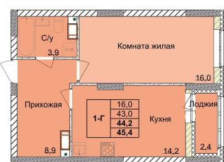 Продажа 1-ком. квартиры, 44.2 м2, Нижегородская область, 1-я Оранжерейная улица, 24А
