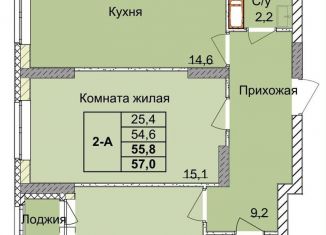 2-ком. квартира на продажу, 55.8 м2, Нижний Новгород, 1-я Оранжерейная улица, 24А