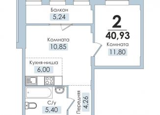 Продам двухкомнатную квартиру, 41 м2, Челябинск, Артиллерийская улица, 93, Тракторозаводский район