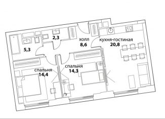 Продаю 2-комнатную квартиру, 64.1 м2, Москва, ЗАО, улица Янковского, 1к2