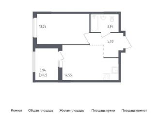 Продам однокомнатную квартиру, 39.6 м2, деревня Новосаратовка