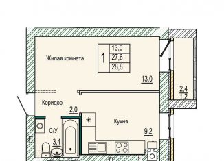 Продается однокомнатная квартира, 28.8 м2, Волгоград