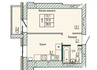 Продам 1-комнатную квартиру, 28.8 м2, Волгоградская область