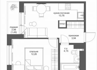 Продам 1-комнатную квартиру, 35.6 м2, Ленинградская область