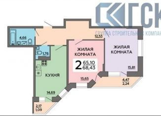 Продается двухкомнатная квартира, 68.4 м2, Воронеж, Левобережный район