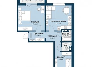 Продается 3-ком. квартира, 63.2 м2, Челябинская область, Береговая улица, 1