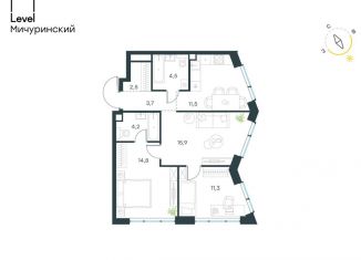Продам 3-комнатную квартиру, 68.4 м2, Москва