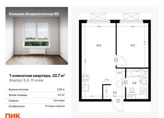 Однокомнатная квартира на продажу, 32.7 м2, Москва, САО, жилой комплекс Большая Академическая 85, к3.3